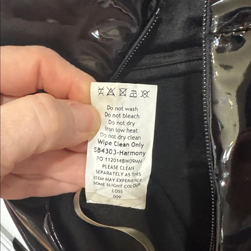 HOUSE OF CB LONDON HARMONY HIGH WAISTED PATRNT VINYL PANTS LARGE - Picture 14 of 16